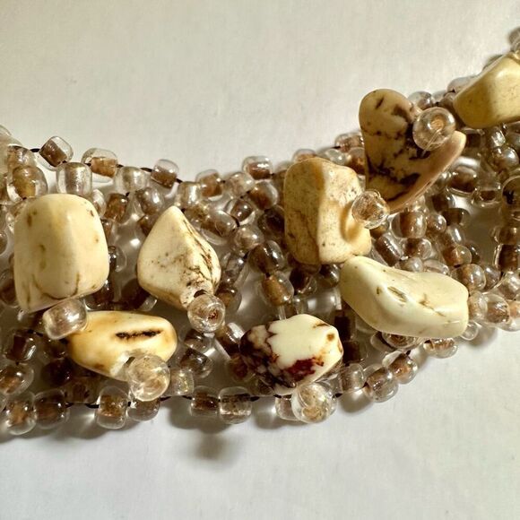 Beaded collar stone choker necklace - Picture 10 of 11